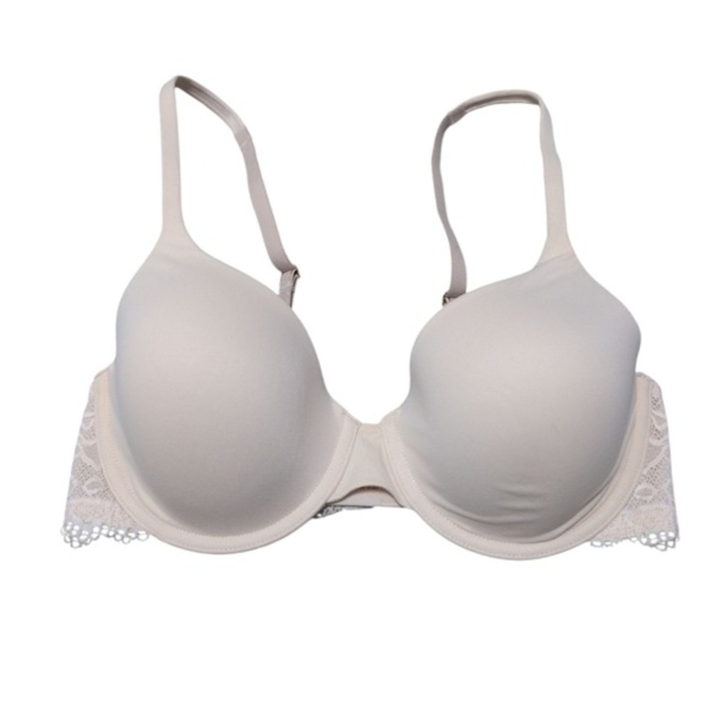 SOMA Embraceable Demi Bra Lace Trim Underwire Pale Sand color Size‎ 34D